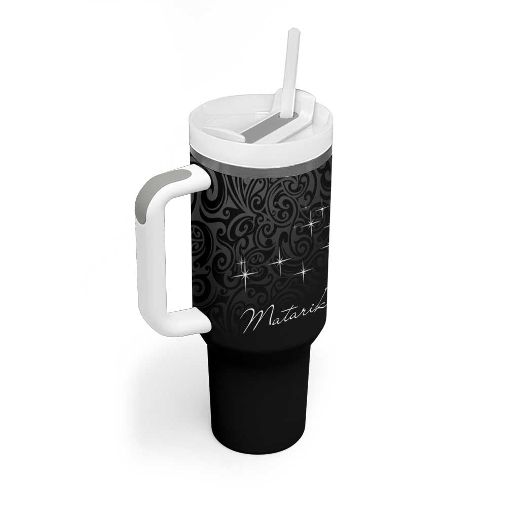 Maori Matariki Tumbler With Handle Landscape Styled Fern - Monochrome LT7 - Polynesian Pride