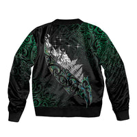Maori Matariki Bomber Jacket Landscape Styled Fern - Paua Shell LT7 - Polynesian Pride