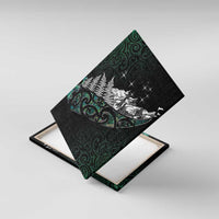 Maori Matariki Canvas Wall Art Landscape Styled Fern - Paua Shell LT7 With Frame Green - Polynesian Pride