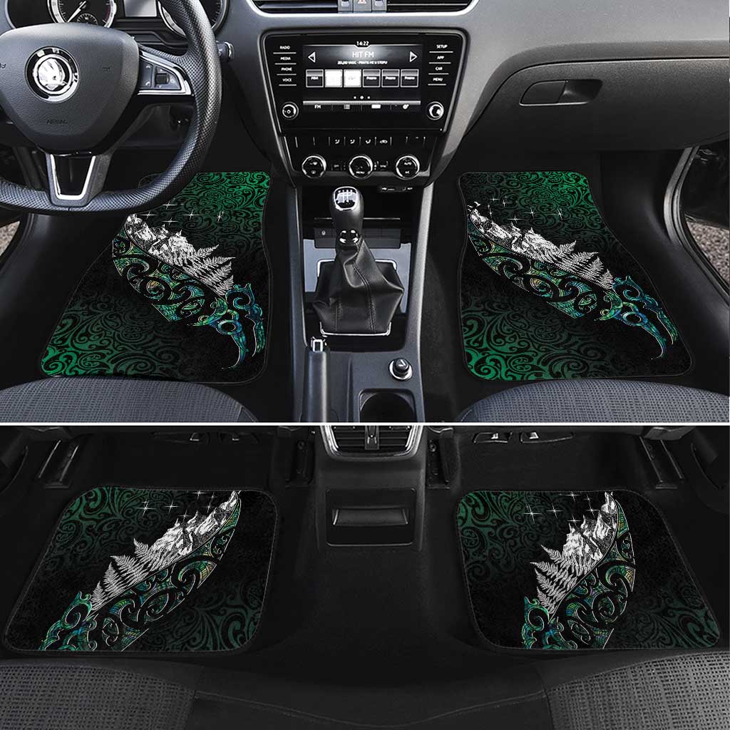 Maori Matariki Car Mats Landscape Styled Fern - Paua Shell LT7 Set 4pcs Green - Polynesian Pride