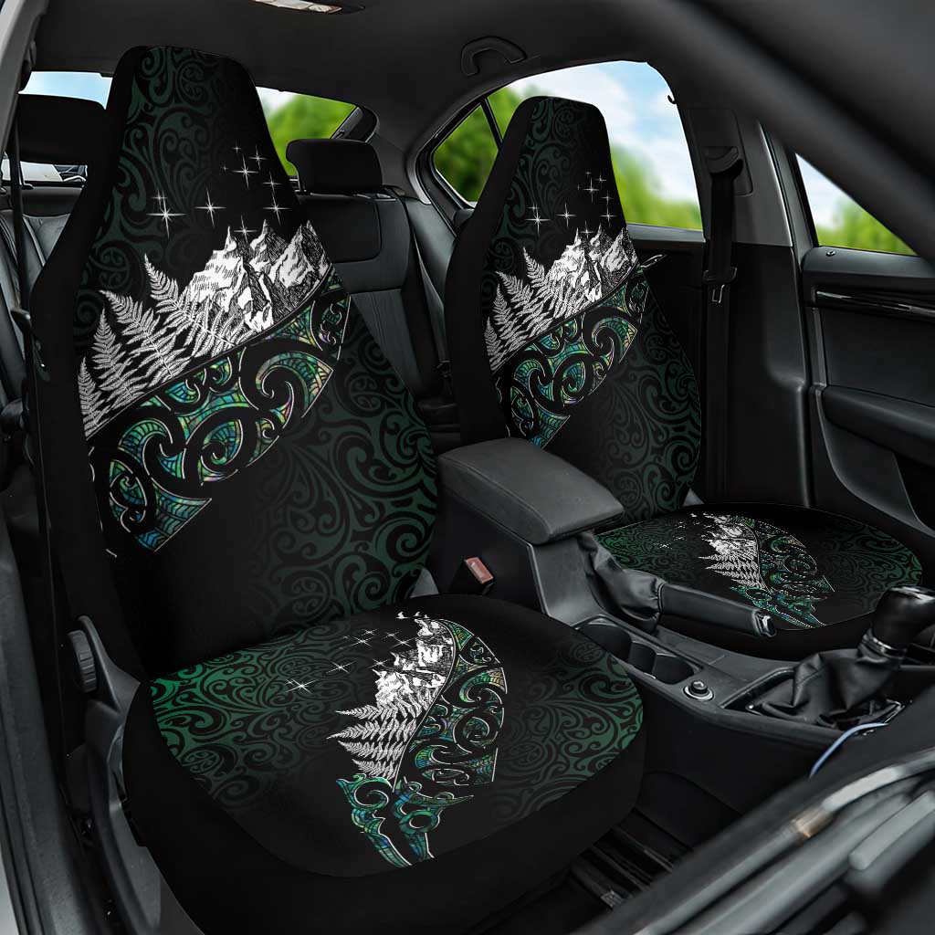 Maori Matariki Car Seat Cover Landscape Styled Fern - Paua Shell LT7 One Size Green - Polynesian Pride
