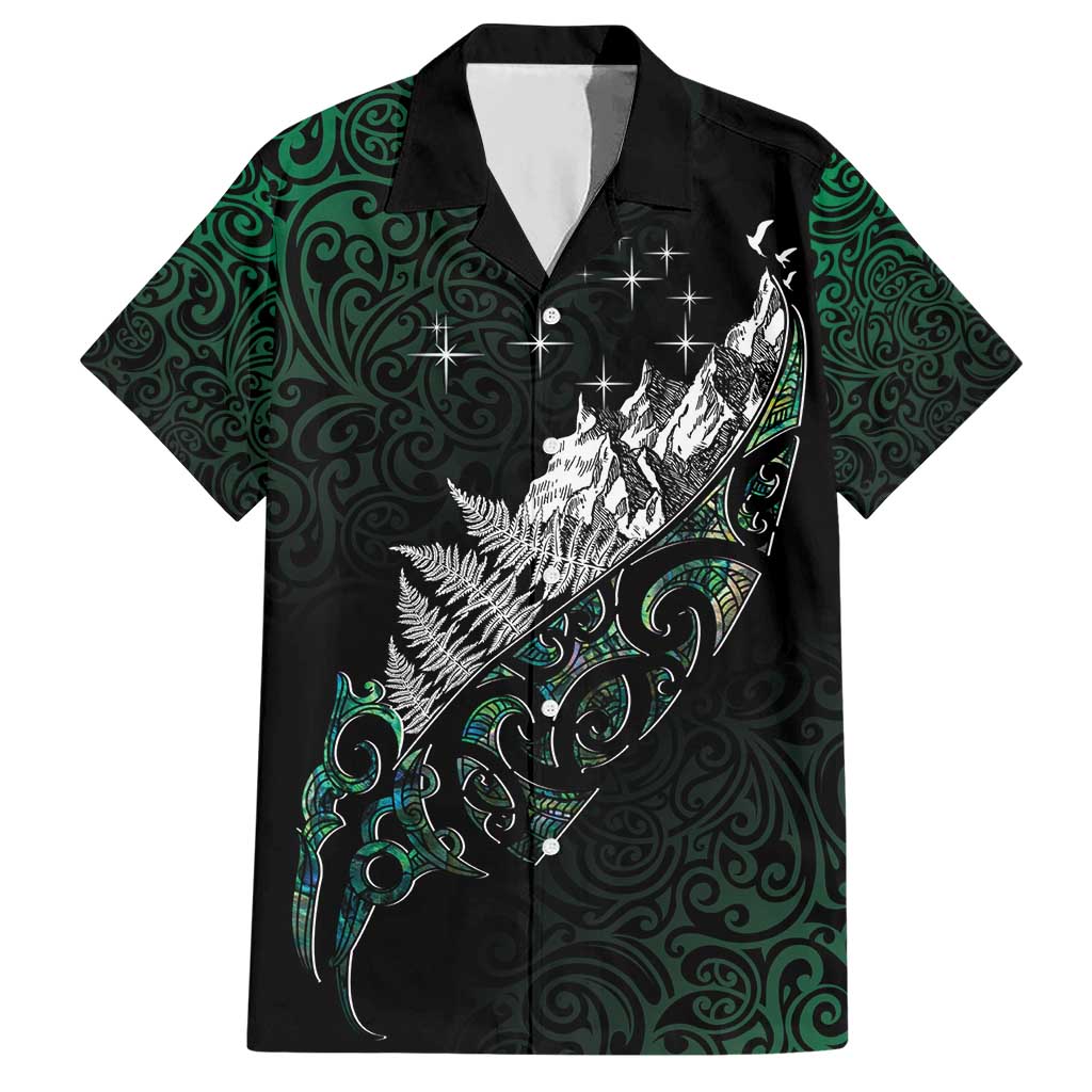 Maori Matariki Hawaiian Shirt Landscape Styled Fern - Paua Shell LT7 Green - Polynesian Pride