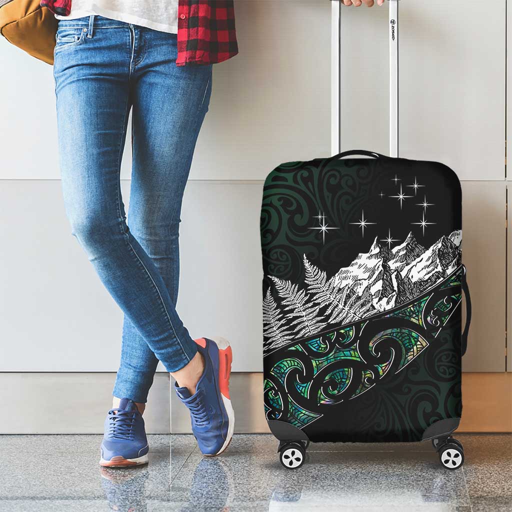 Maori Matariki Luggage Cover Landscape Styled Fern - Paua Shell LT7 - Polynesian Pride