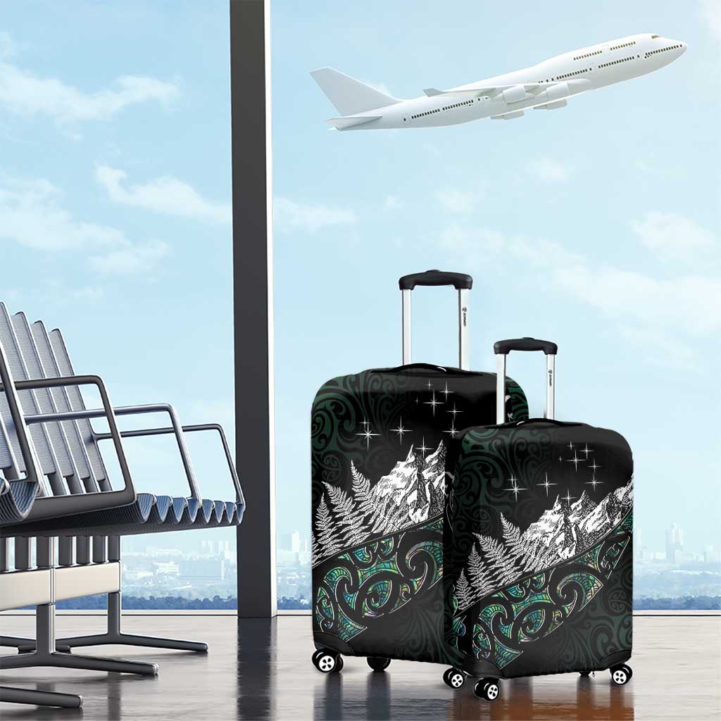 Maori Matariki Luggage Cover Landscape Styled Fern - Paua Shell LT7 - Polynesian Pride