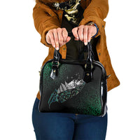 Maori Matariki Shoulder Handbag Landscape Styled Fern - Paua Shell LT7 One Size Green - Polynesian Pride