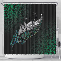 Maori Matariki Shower Curtain Landscape Styled Fern - Paua Shell LT7 - Polynesian Pride