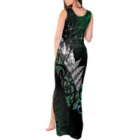 Maori Matariki Tank Maxi Dress Landscape Styled Fern - Paua Shell LT7 - Polynesian Pride