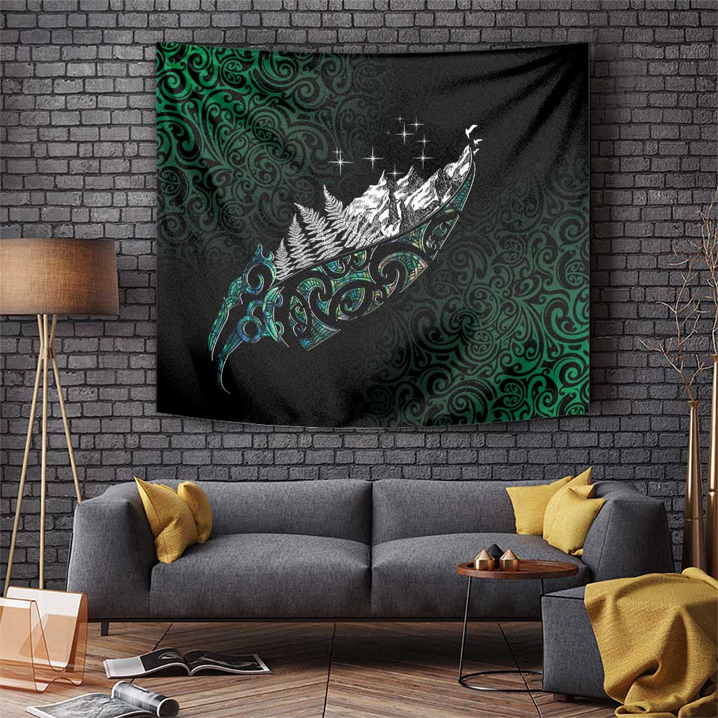 Maori Matariki Tapestry Landscape Styled Fern - Paua Shell LT7 Green - Polynesian Pride