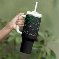 Maori Matariki Tumbler With Handle Landscape Styled Fern - Paua Shell LT7 - Polynesian Pride