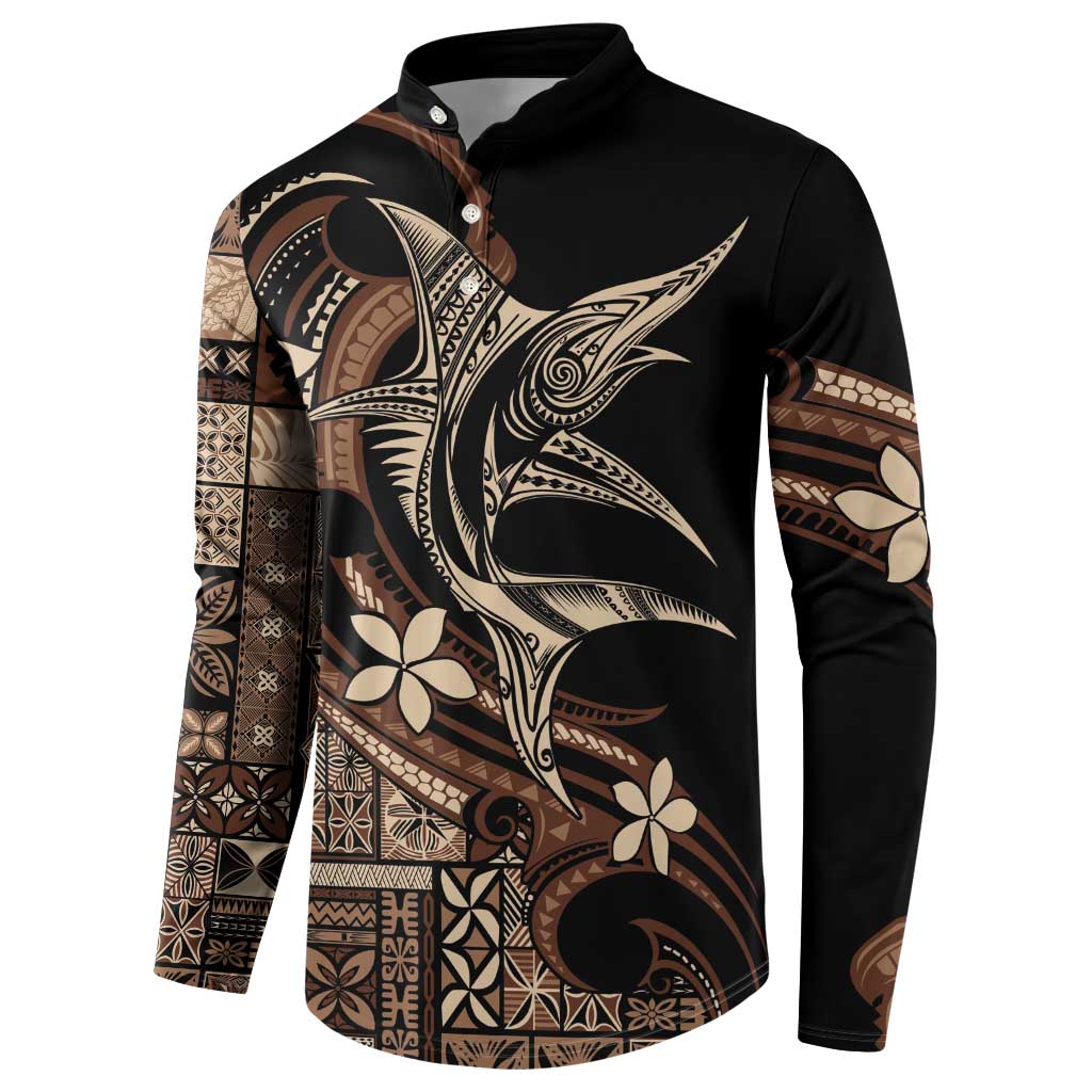 Samoa Manuia le Aso Tuto'atasi Button Sweatshirt Siapo Mamanu Mix Tatau Marlin LT7 - Polynesian Pride