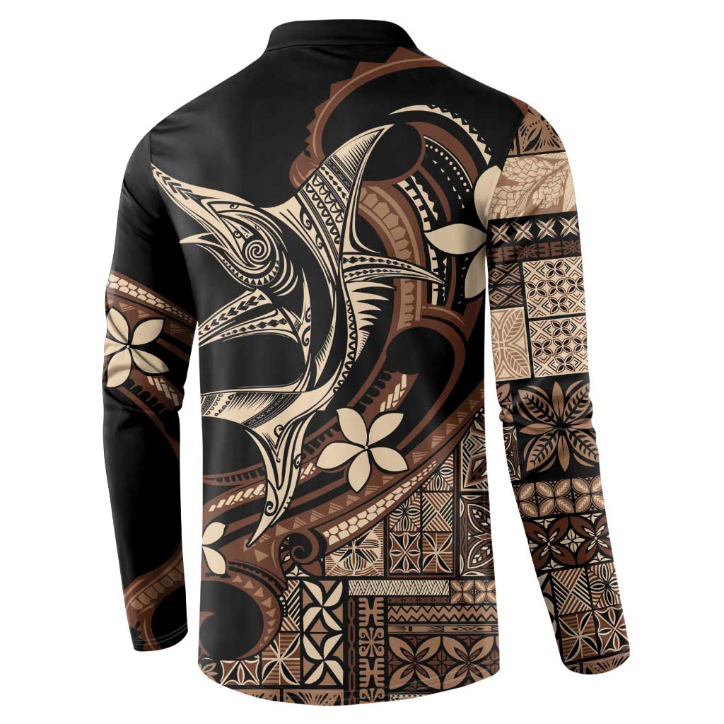 Samoa Manuia le Aso Tuto'atasi Button Sweatshirt Siapo Mamanu Mix Tatau Marlin LT7 - Polynesian Pride