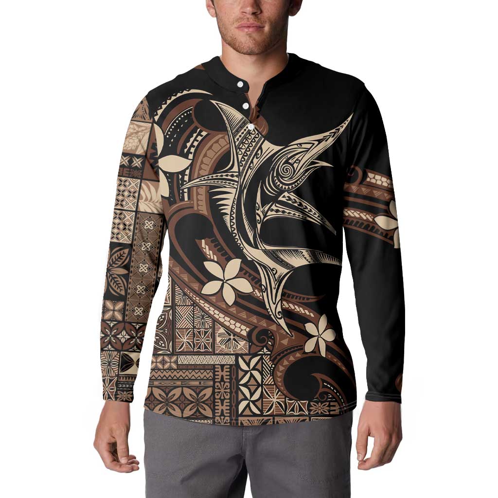 Samoa Manuia le Aso Tuto'atasi Button Sweatshirt Siapo Mamanu Mix Tatau Marlin LT7 - Polynesian Pride