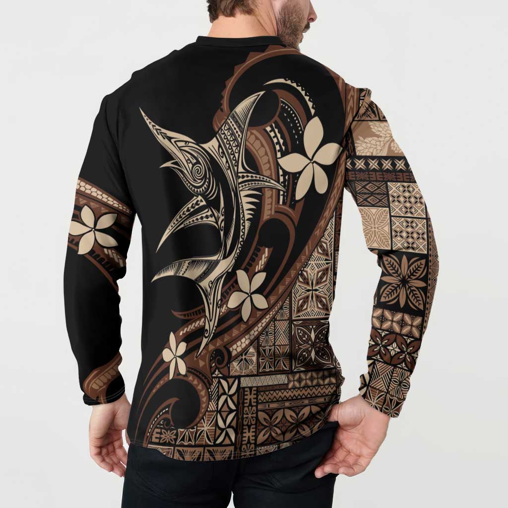 Samoa Manuia le Aso Tuto'atasi Button Sweatshirt Siapo Mamanu Mix Tatau Marlin LT7 - Polynesian Pride