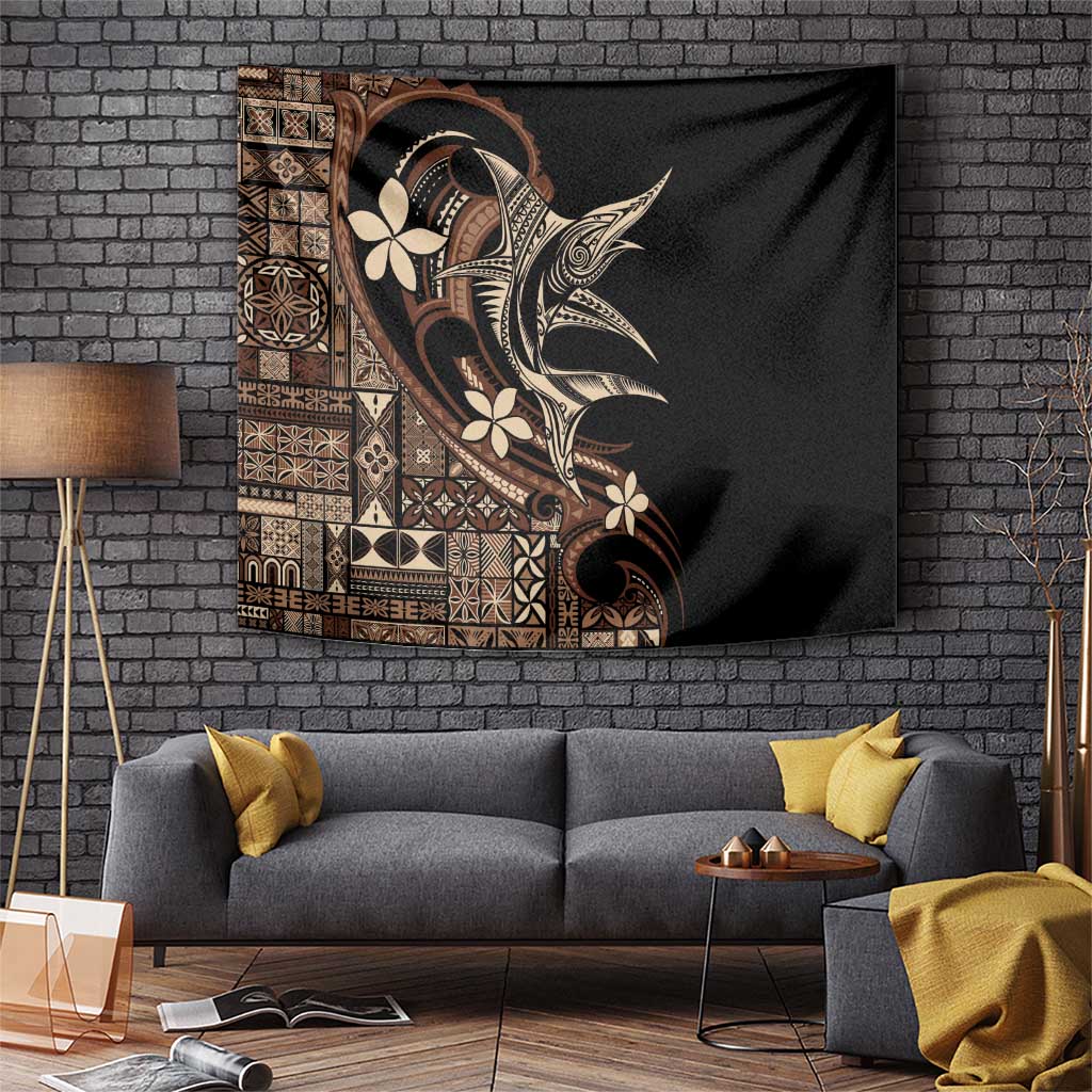 Samoa Manuia le Aso Tuto'atasi Tapestry Siapo Mamanu Mix Tatau Marlin LT7 Black - Polynesian Pride