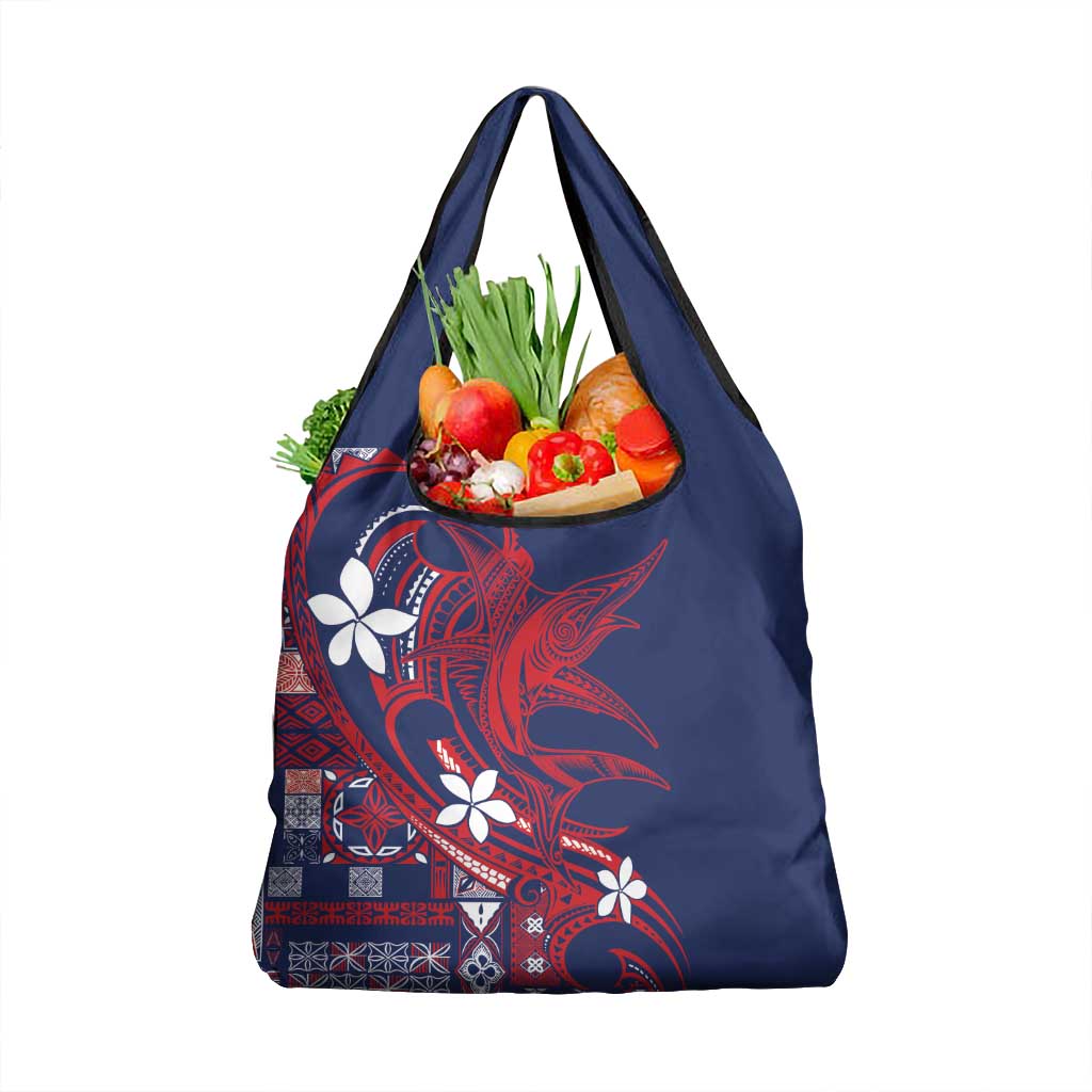 Samoa Manuia le Aso Tuto'atasi Grocery Bag Siapo Mamanu Mix Tatau Marlin - Flag Color LT7 1-pack One Size Blue - Polynesian Pride