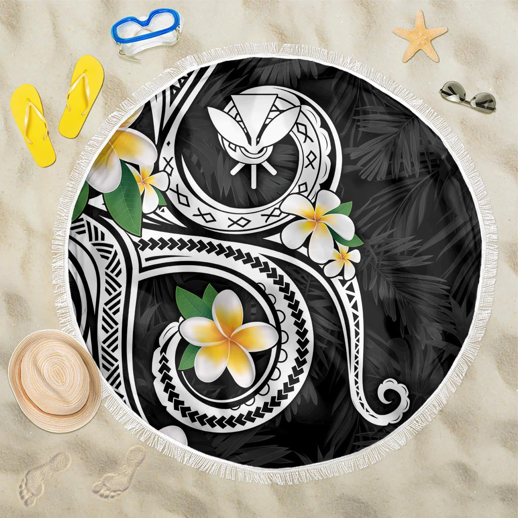 Kanaka Maoli Hawaii Plumeria Beach Blanket Dancing Tentacles Black Style LT7 One Size 150cm Black - Polynesian Pride