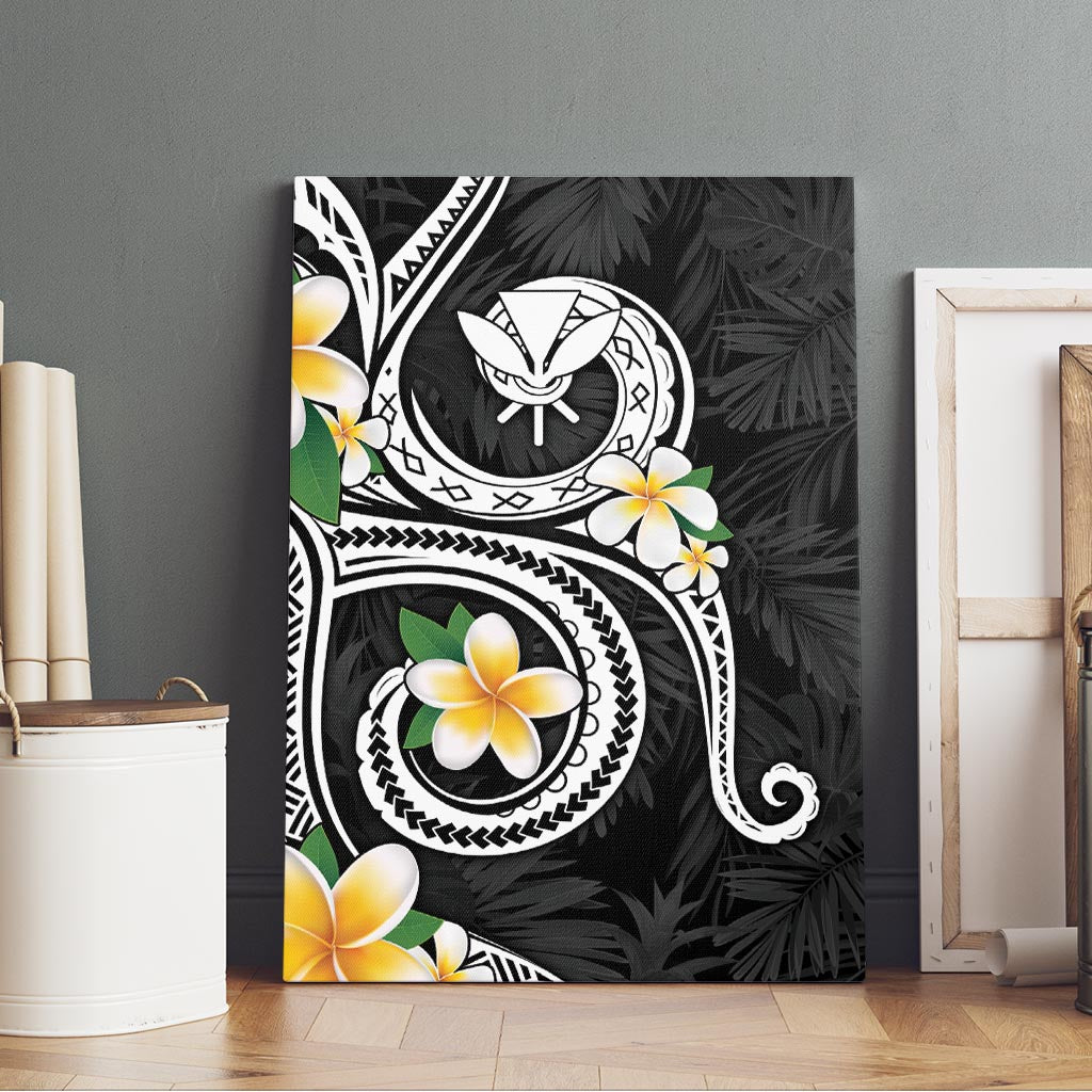 Kanaka Maoli Hawaii Plumeria Canvas Wall Art Dancing Tentacles Black Style LT7 - Polynesian Pride
