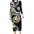 Kanaka Maoli Hawaii Plumeria Family Matching Long Sleeve Bodycon Dress and Hawaiian Shirt Dancing Tentacles Black Style