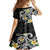 Kanaka Maoli Hawaii Plumeria Family Matching Off The Shoulder Long Sleeve Dress and Hawaiian Shirt Dancing Tentacles Black Style