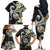 Kanaka Maoli Hawaii Plumeria Family Matching Off The Shoulder Long Sleeve Dress and Hawaiian Shirt Dancing Tentacles Black Style