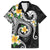 Kanaka Maoli Hawaii Plumeria Family Matching Off The Shoulder Long Sleeve Dress and Hawaiian Shirt Dancing Tentacles Black Style