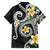 Kanaka Maoli Hawaii Plumeria Family Matching Off The Shoulder Long Sleeve Dress and Hawaiian Shirt Dancing Tentacles Black Style