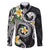 Kanaka Maoli Hawaii Plumeria Family Matching Off The Shoulder Long Sleeve Dress and Hawaiian Shirt Dancing Tentacles Black Style