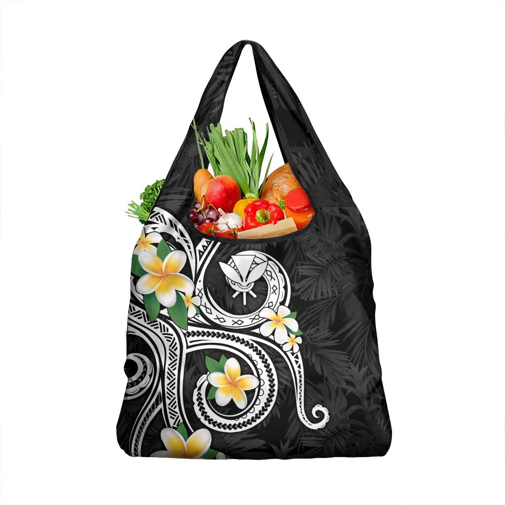 Kanaka Maoli Hawaii Plumeria Grocery Bag Dancing Tentacles Black Style LT7 1-pack One Size Black - Polynesian Pride