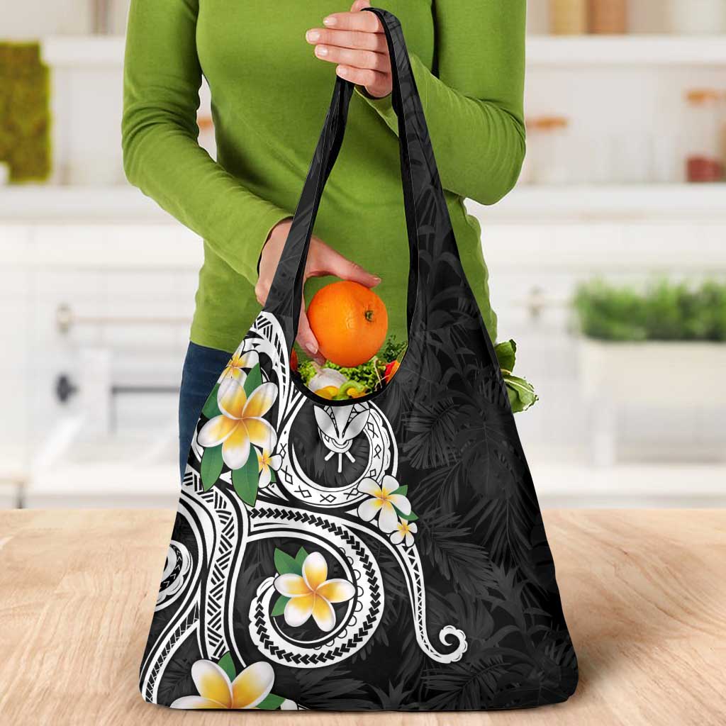 Kanaka Maoli Hawaii Plumeria Grocery Bag Dancing Tentacles Black Style LT7 - Polynesian Pride