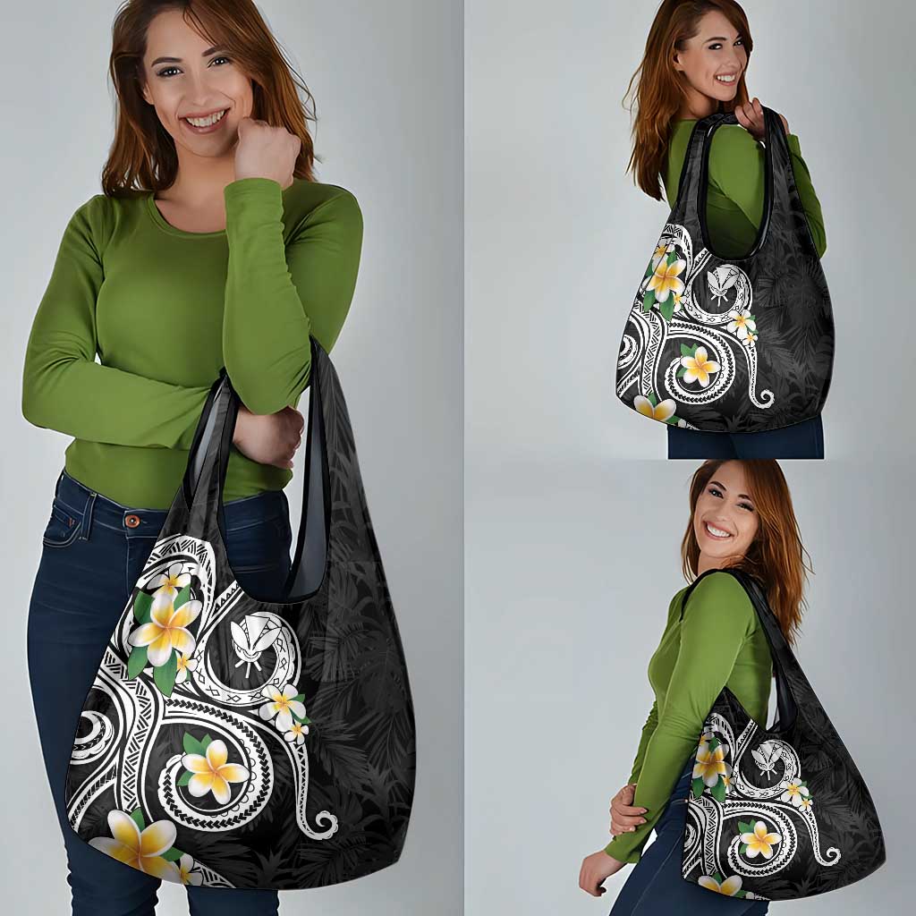 Kanaka Maoli Hawaii Plumeria Grocery Bag Dancing Tentacles Black Style LT7 - Polynesian Pride