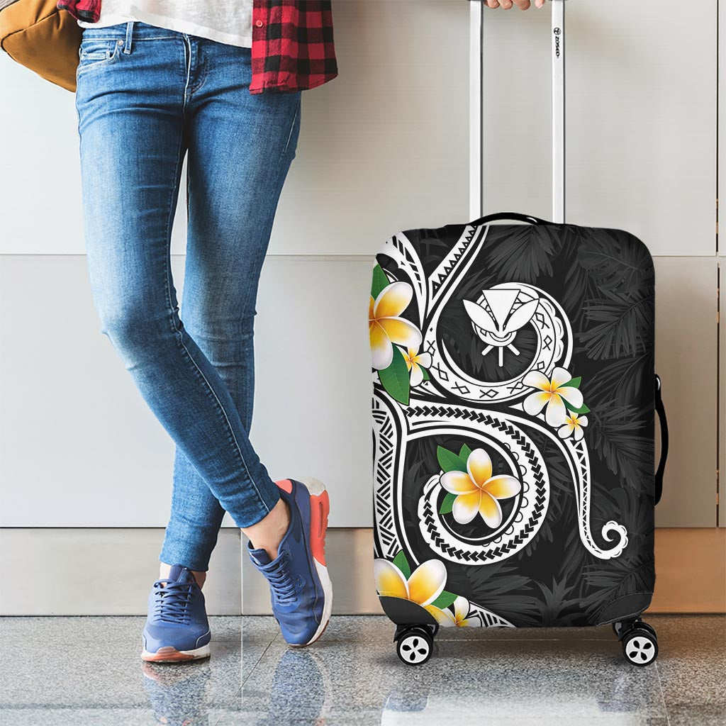 Kanaka Maoli Hawaii Plumeria Luggage Cover Dancing Tentacles Black Style LT7 - Polynesian Pride