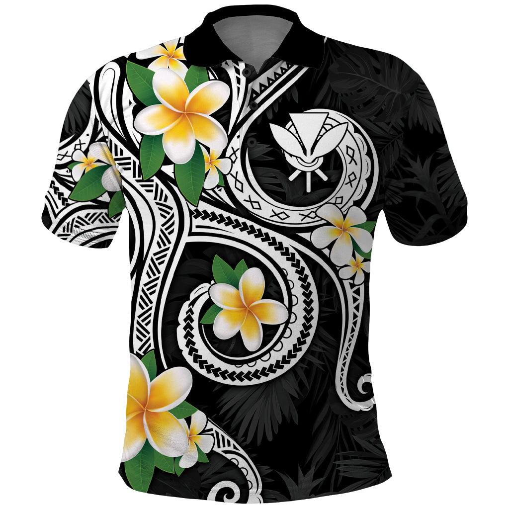 Kanaka Maoli Hawaii Plumeria Polo Shirt Dancing Tentacles Black Style