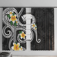 Kanaka Maoli Hawaii Plumeria Window Curtain Dancing Tentacles Black Style LT7 With Hooks Black - Polynesian Pride