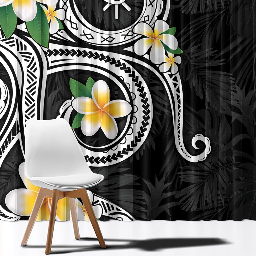 Kanaka Maoli Hawaii Plumeria Window Curtain Dancing Tentacles Black Style LT7 - Polynesian Pride