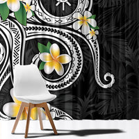 Kanaka Maoli Hawaii Plumeria Window Curtain Dancing Tentacles Black Style LT7 - Polynesian Pride