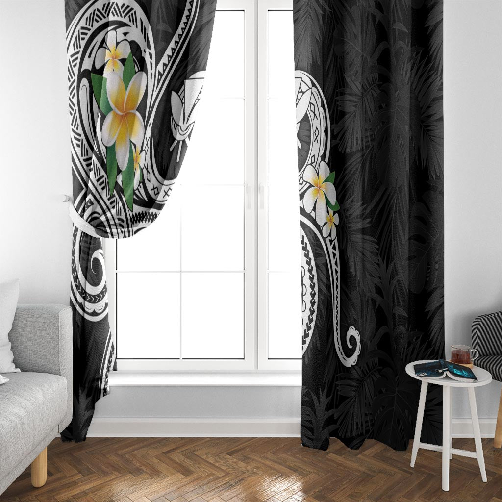 Kanaka Maoli Hawaii Plumeria Window Curtain Dancing Tentacles Black Style LT7 - Polynesian Pride