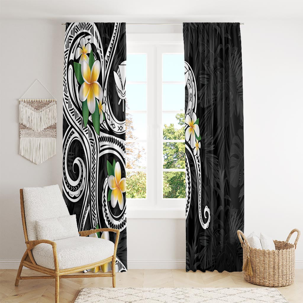 Kanaka Maoli Hawaii Plumeria Window Curtain Dancing Tentacles Black Style LT7 - Polynesian Pride