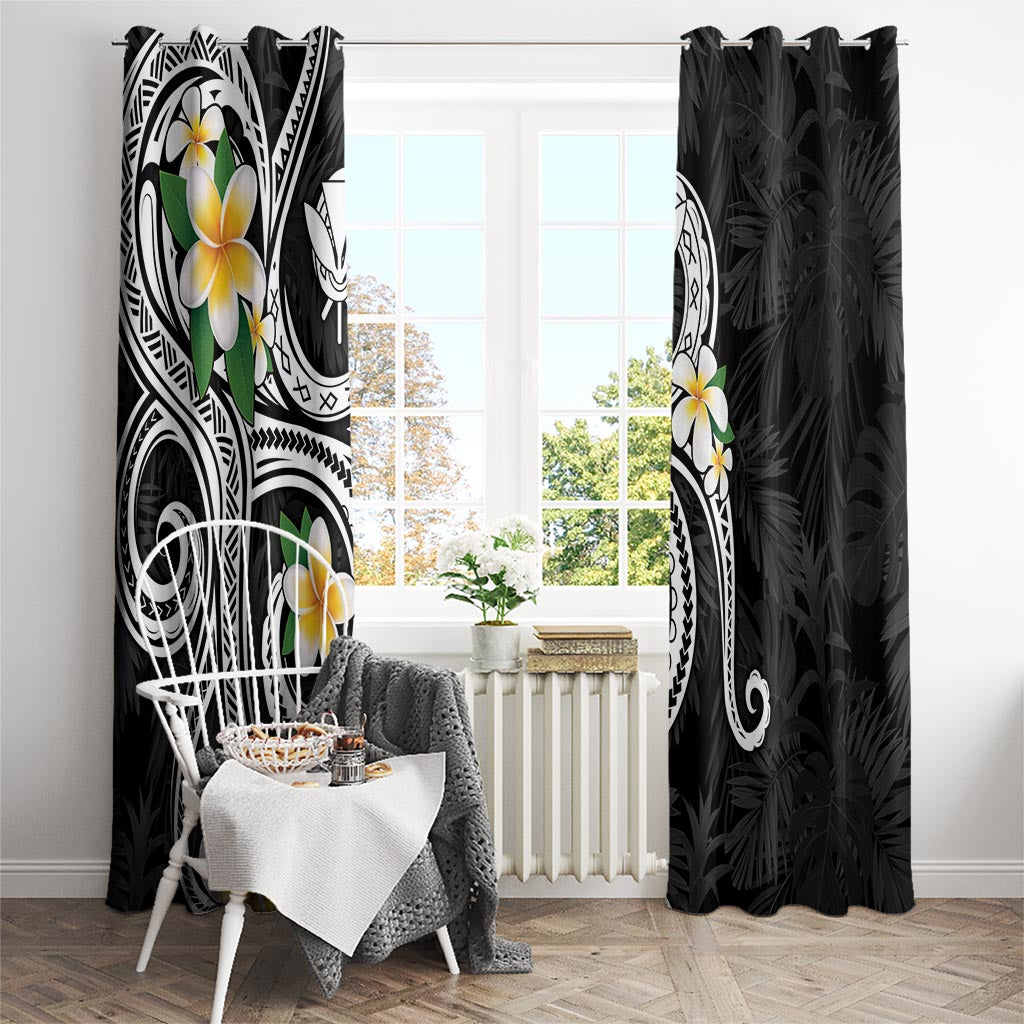 Kanaka Maoli Hawaii Plumeria Window Curtain Dancing Tentacles Black Style LT7 - Polynesian Pride