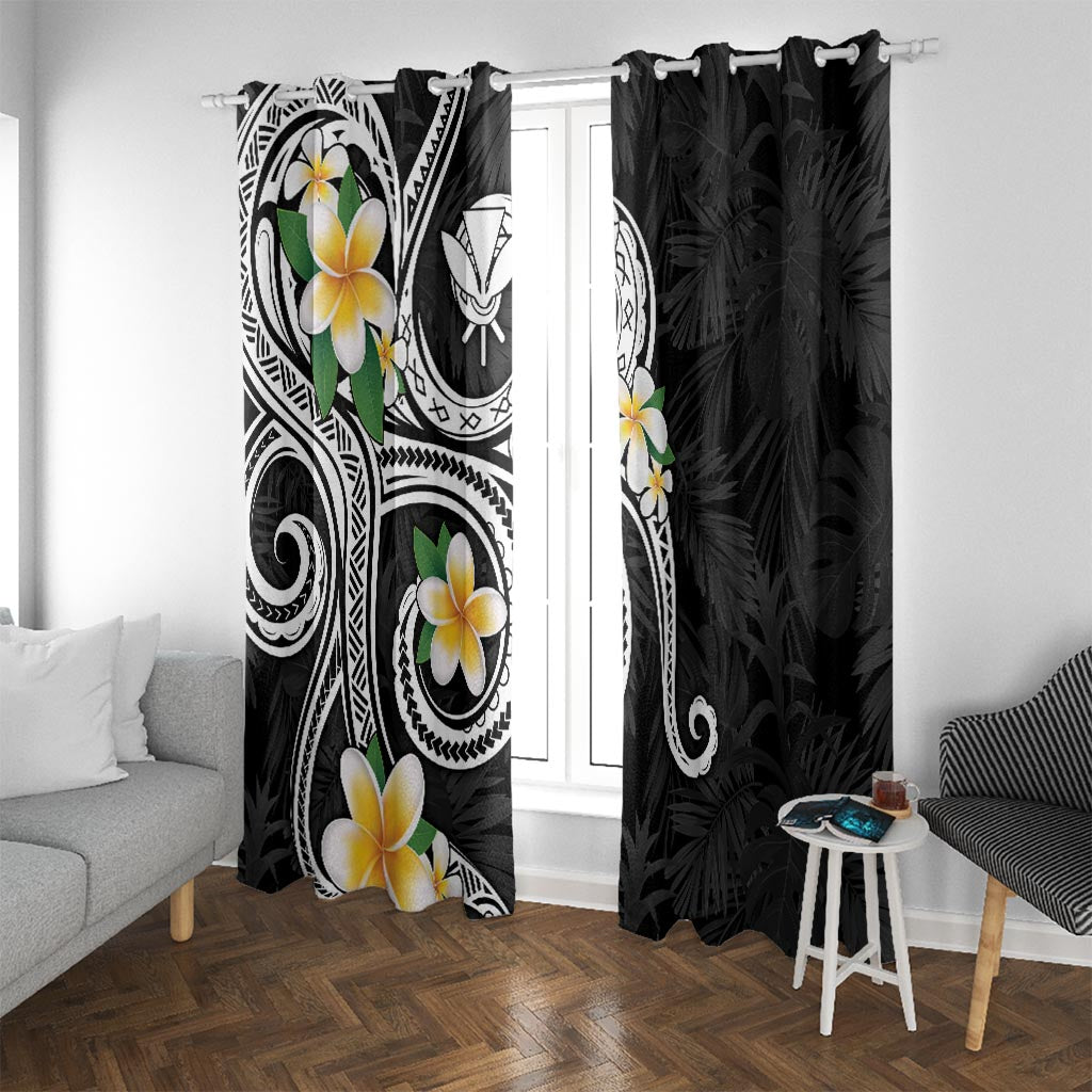 Kanaka Maoli Hawaii Plumeria Window Curtain Dancing Tentacles Black Style LT7 With Grommets Black - Polynesian Pride