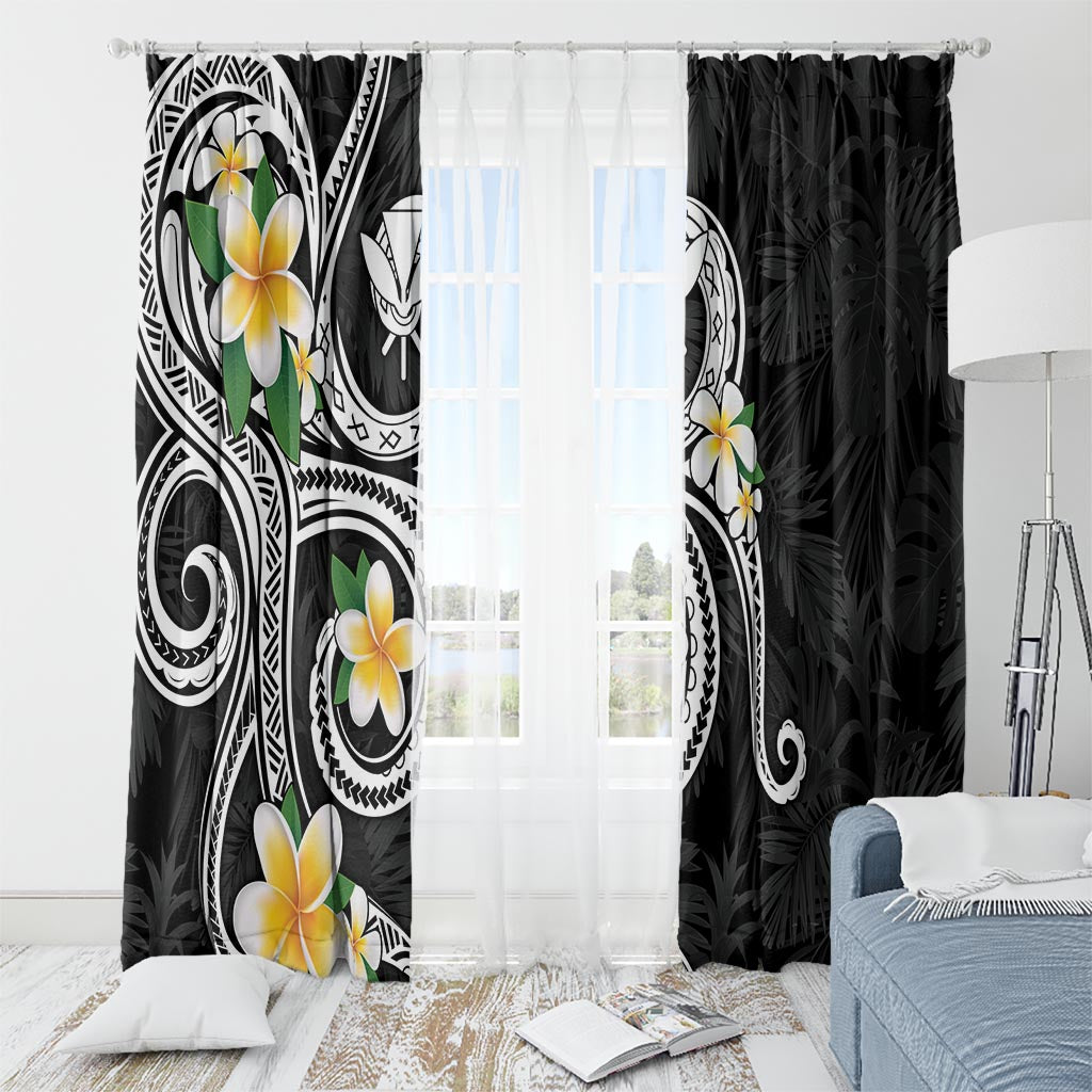 Kanaka Maoli Hawaii Plumeria Window Curtain Dancing Tentacles Black Style LT7 - Polynesian Pride