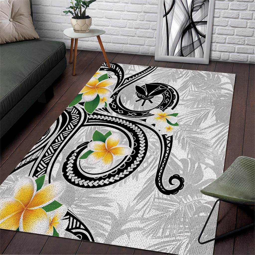 Kanaka Maoli Hawaii Plumeria Area Rug Dancing Tentacles White Style LT7 White - Polynesian Pride