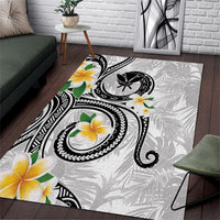 Kanaka Maoli Hawaii Plumeria Area Rug Dancing Tentacles White Style LT7 White - Polynesian Pride