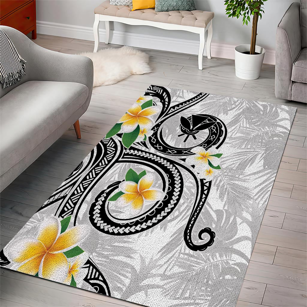 Kanaka Maoli Hawaii Plumeria Area Rug Dancing Tentacles White Style LT7 - Polynesian Pride