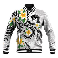 Kanaka Maoli Hawaii Plumeria Baseball Jacket Dancing Tentacles White Style LT7 Unisex White - Polynesian Pride