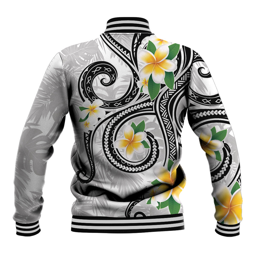 Kanaka Maoli Hawaii Plumeria Baseball Jacket Dancing Tentacles White Style LT7 - Polynesian Pride