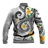Kanaka Maoli Hawaii Plumeria Baseball Jacket Dancing Tentacles White Style LT7 - Polynesian Pride
