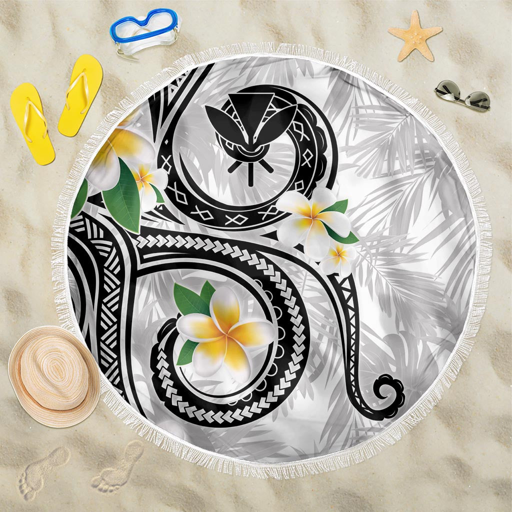 Kanaka Maoli Hawaii Plumeria Beach Blanket Dancing Tentacles White Style LT7 One Size 150cm White - Polynesian Pride