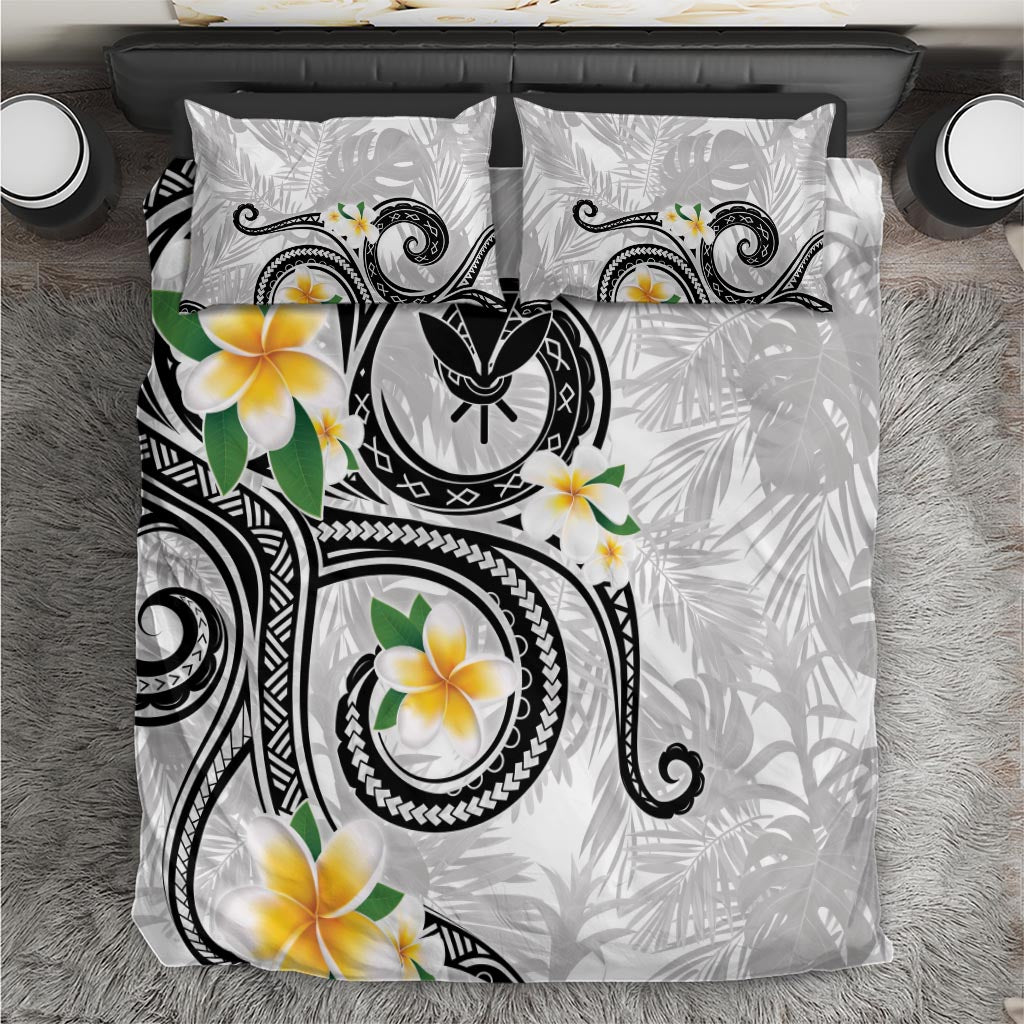 Kanaka Maoli Hawaii Plumeria Bedding Set Dancing Tentacles White Style LT7 White - Polynesian Pride