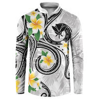 Kanaka Maoli Hawaii Plumeria Button Sweatshirt Dancing Tentacles White Style LT7 White - Polynesian Pride
