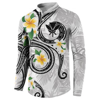 Kanaka Maoli Hawaii Plumeria Button Sweatshirt Dancing Tentacles White Style LT7 - Polynesian Pride